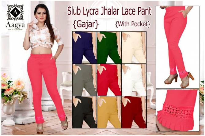 Aagya Jhalar latest Fancy Designer Lace Pant Rayon Strechable Bottom Wear